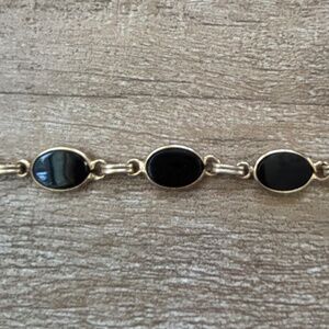 Vintage Black Onyx Gold Tone Bracelet